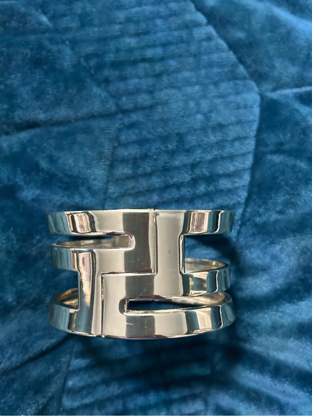 Silver Geometric Cutout Cuff Bracelet